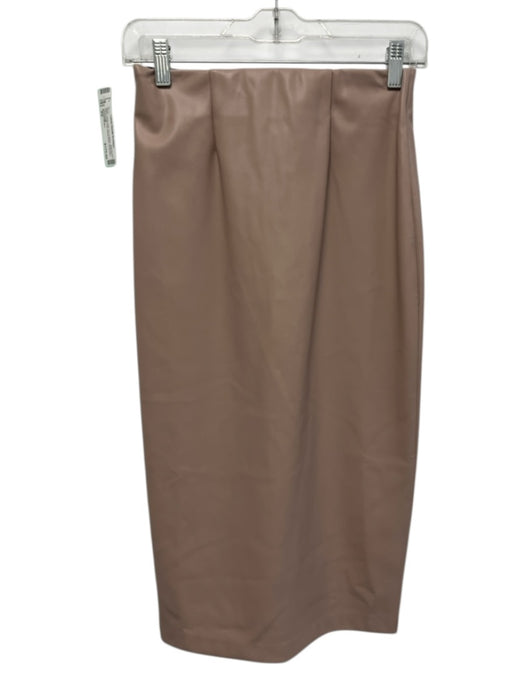 Brochu Walker Size XS Beige Pink PU Leather Side Zip Pencil Front Slit Skirt Beige Pink / XS