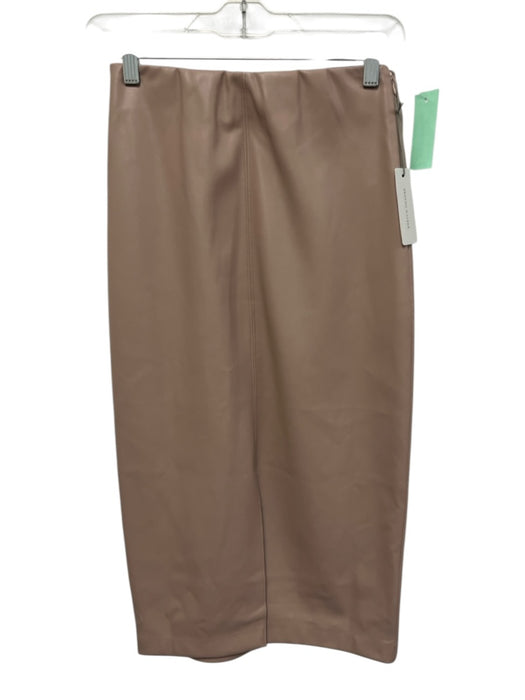 Brochu Walker Size XS Beige Pink PU Leather Side Zip Pencil Front Slit Skirt Beige Pink / XS