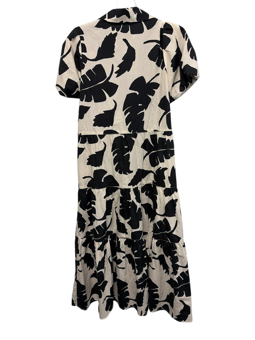 Brochu Walker Size XS Black & White Cotton Palm Frond Print Button Down Dress Black & White / XS
