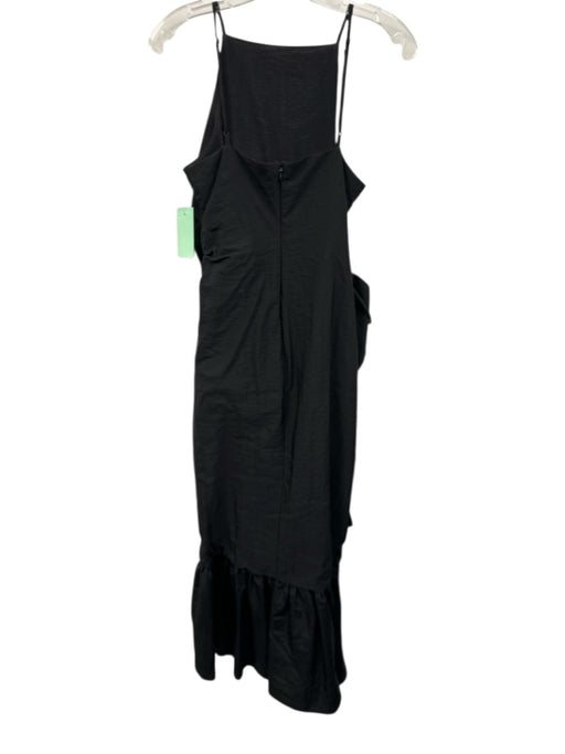 Cinq a Sept Size 4 Black Polyamide Flounce Gathered Side High Square Neck Dress Black / 4