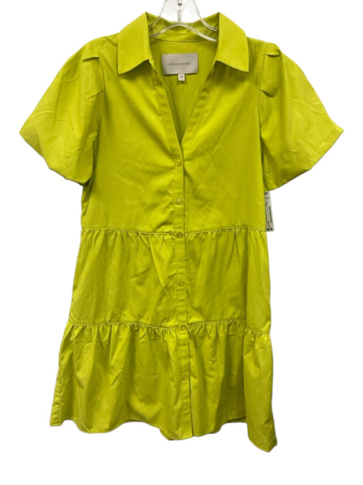 Brochu Walker Size XS Chartreuse Green Polyester Blend Button Down Dress Chartreuse Green / XS