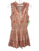 Anna Cate Size S Orange & White Cotton Shirred Waist Floral V Neck Dress Orange & White / S