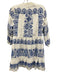 Milly Size 2 White & Blue Embroidered Geometric Balloon Sleeve Mini Dress White & Blue / 2