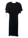 Vince Size XS Black Polyester Blend Knit Side Pleat Short Sleeve Midi Dress Black / XS