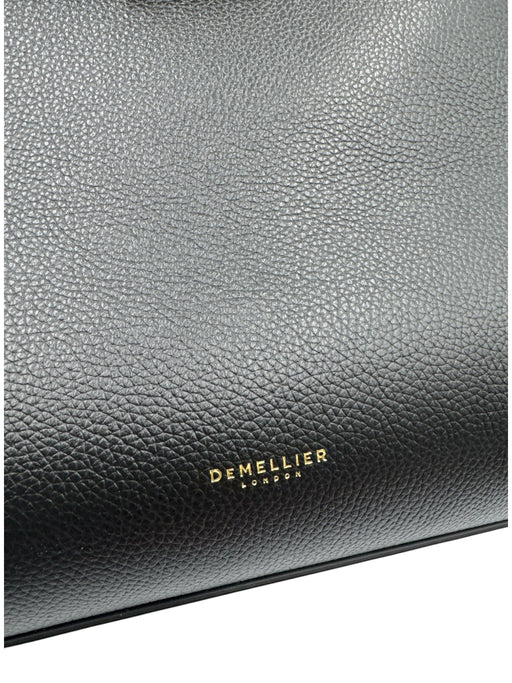 DeMellier Black Leather Gold Tone Hardware Top Handle Magnetic Close Satchel Bag Black / Midi