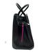 DeMellier Black Leather Gold Tone Hardware Top Handle Magnetic Close Satchel Bag Black / Midi