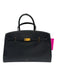 DeMellier Black Leather Gold Tone Hardware Top Handle Magnetic Close Satchel Bag Black / Midi