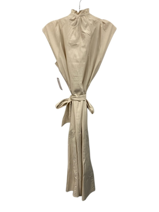 Brochu Walker Size XS Cream Beige Polyester Blend Cap Sleeve Tie V Neck Dress Cream Beige / XS