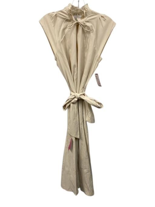 Brochu Walker Size XS Cream Beige Polyester Blend Cap Sleeve Tie V Neck Dress Cream Beige / XS