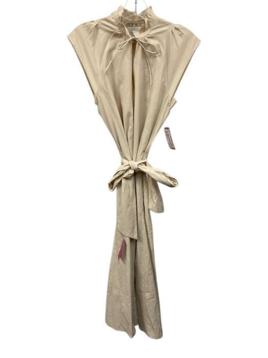 Brochu Walker Size XS Cream Beige Polyester Blend Cap Sleeve Tie V Neck Dress Cream Beige / XS