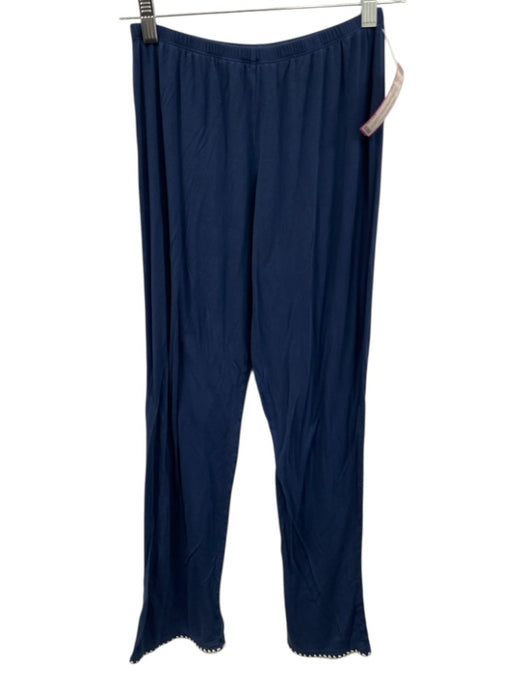 Eberjey Size XS Navy Blue & White Tencel Long Sleeve Contrast Stitch Pant Set Navy Blue & White / XS