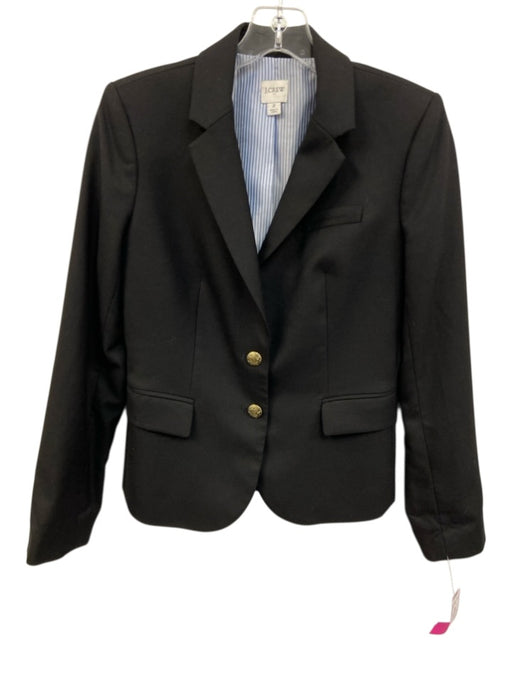 J Crew Size S Black Wool Blend Long Sleeve Gold Button Detail Lapel Jacket Black / S