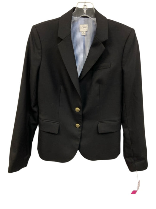 J Crew Size S Black Wool Blend Long Sleeve Gold Button Detail Lapel Jacket Black / S