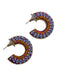Mignonne Gavigan BLue, Yellow, Gold Gold Tone Metal Beaded Open Hoop Earrings BLue, Yellow, Gold