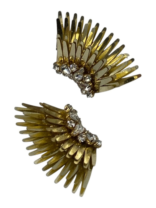 Mignonne Gavigan Gold & Clear Plastic Leather Back Bejeweled Fringe Earrings Gold & Clear