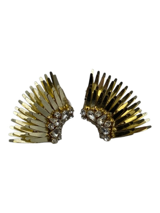 Mignonne Gavigan Gold & Clear Plastic Leather Back Bejeweled Fringe Earrings Gold & Clear