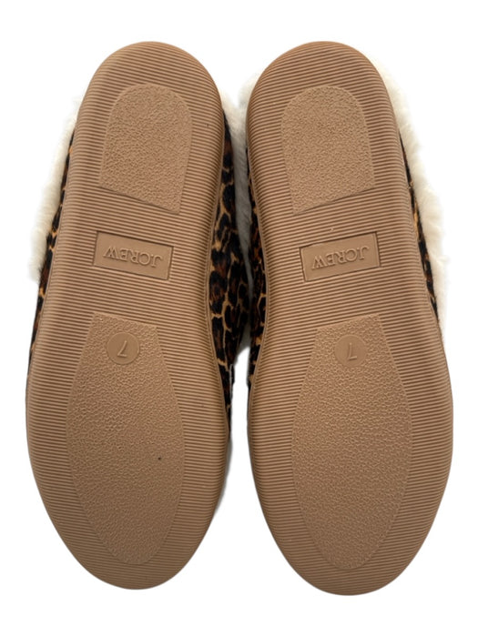 J. Crew Shoe Size 7 Tan & black Leather Leopard Print Faux Fur Lining Mules Tan & black / 7