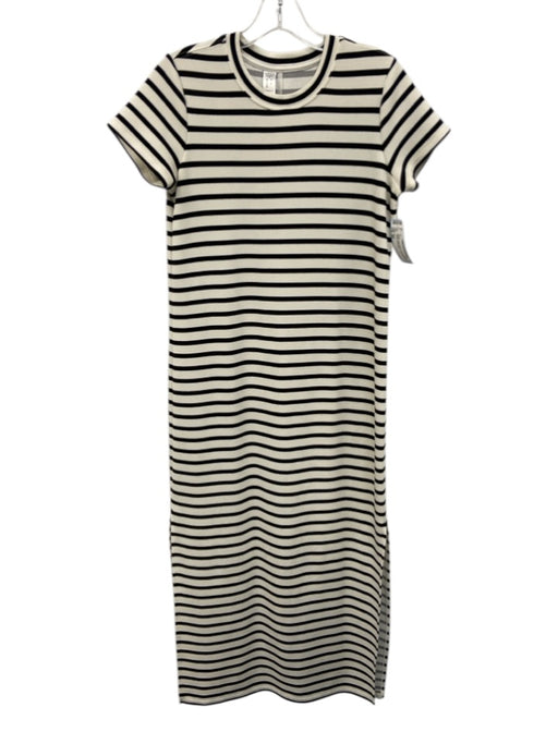 Spanx Size XS White & Black Stripe Short Sleeve Full Length Dress White & Black / XS