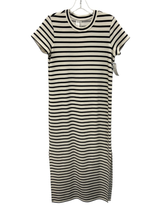 Spanx Size XS White & Black Stripe Short Sleeve Full Length Dress White & Black / XS
