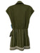 Banana Republic Size XXS Green & White Linen & Lyocell Tie Belt Wrap Dress Green & White / XXS