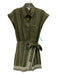 Banana Republic Size XXS Green & White Linen & Lyocell Tie Belt Wrap Dress Green & White / XXS