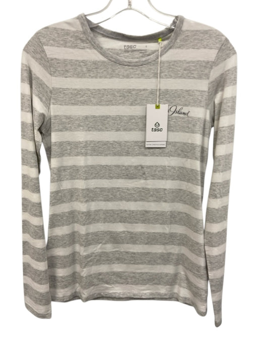 Tasc Size S White & Grey Cotton & Viscose Long Sleeve Striped Top White & Grey / S