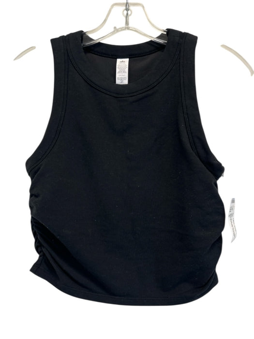 Alo Size S Black Modal & Cotton Sleeveless Ruched Athletic Top Black / S