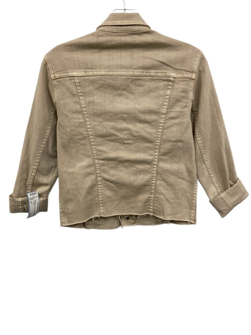 L'agence Size S Tan Cotton Denim Raw Hem Button Up Jacket Tan / S