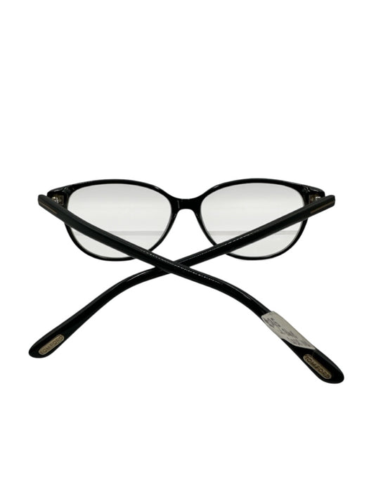 Tom Ford Black Acetate Gold Accents T Clear Lens Cat Eye Glasses Black