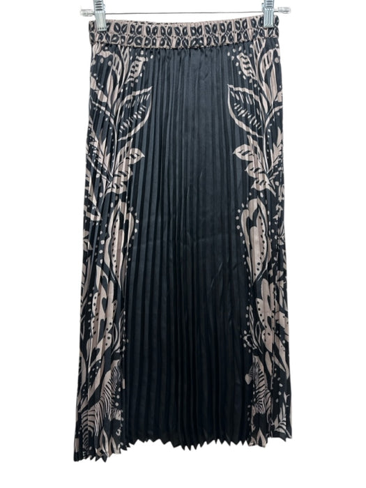 Caballero Size XS Black & Beige Polyester & Viscose Abstract Leaf Print Skirt Black & Beige / XS