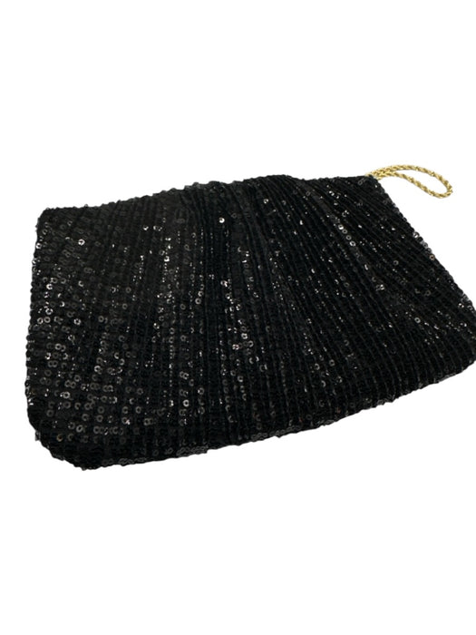 Loeffler Randall Black & Gold Sequin Twisted Chain Pleated Clutch Bag Black & Gold / Small