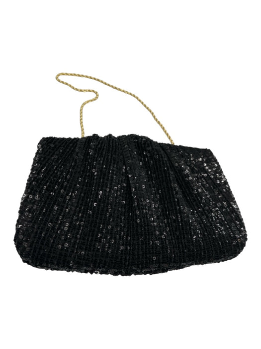 Loeffler Randall Black & Gold Sequin Twisted Chain Pleated Clutch Bag Black & Gold / Small