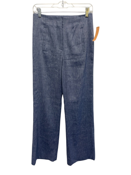 Veronica Beard Size 2 Blue Linen Blend Wide Leg High Rise Pleated Pants Blue / 2