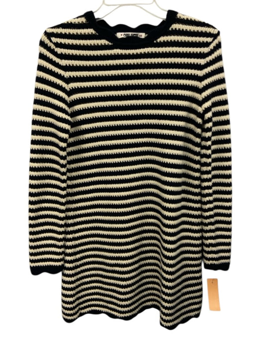 Ciao Lucia Size XS Navy & white Cotton Blend Long Sleeve Knit Stripe Dress Navy & white / XS