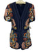 Caballero Size S Navy & Multi Cotton & Silk Button Up All Over Print Romper Navy & Multi / S