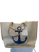 Marina Beige & Navy Polyethylene Double Top Handle Woven Tote Anchor Bag Beige & Navy / XL