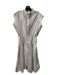 Maria + Cornejo Size 4 Cream & Gray Linen Drop Shoulder Striped Front Zip Dress Cream & Gray / 4