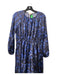 Ann Mashburn Size XS Navy & Black Silk Round Neck Keyhole Front Maxi Dress Navy & Black / XS