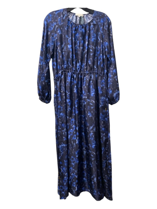 Ann Mashburn Size XS Navy & Black Silk Round Neck Keyhole Front Maxi Dress Navy & Black / XS