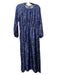 Ann Mashburn Size XS Navy & Black Silk Round Neck Keyhole Front Maxi Dress Navy & Black / XS