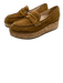 Prada Shoe Size 37 Caramel Brown Suede & Cork Contrast Stitch Cork Wedge Loafers Caramel Brown / 37