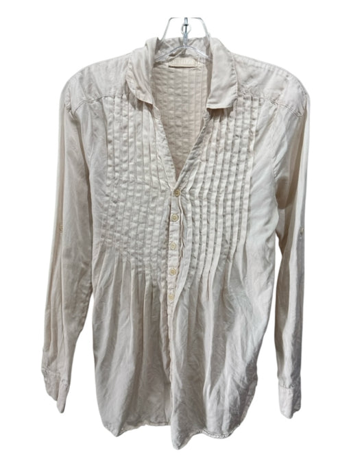 CP Shades Size S Pale Pink Long Sleeve Pintuck Buttons Blouse Top Pale Pink / S