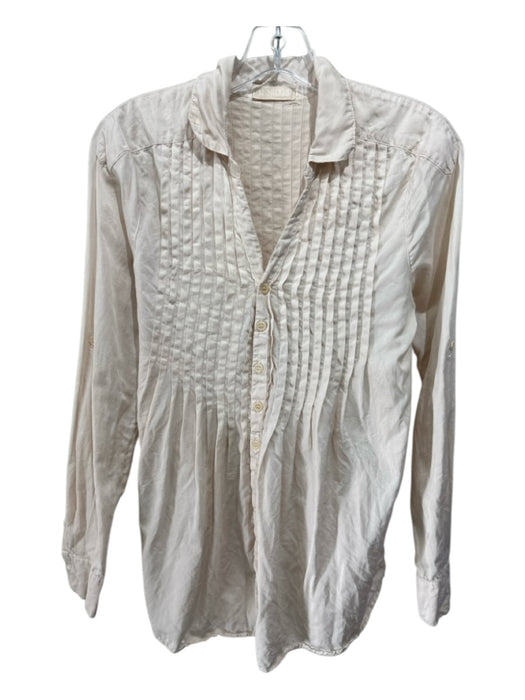 CP Shades Size S Pale Pink Long Sleeve Pintuck Buttons Blouse Top Pale Pink / S