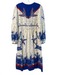 Farm Rio Size M Blue, White & Red Viscose Round Neck Ankle Length Dress Blue, White & Red / M