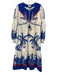 Farm Rio Size M Blue, White & Red Viscose Round Neck Ankle Length Dress Blue, White & Red / M