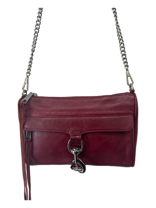 Rebecca Minkoff Red & Silver Leather Clasp Crossbody Top Zip Silver hardware Bag Red & Silver / S