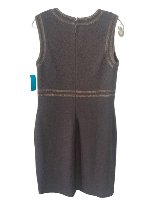 St. John Size 12 Brown Missing Fabric Sleeveless Back Zip Dress Brown / 12