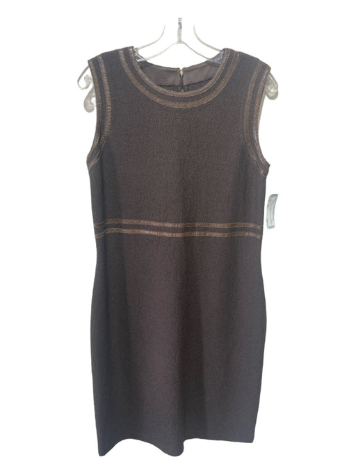 St. John Size 12 Brown Missing Fabric Sleeveless Back Zip Dress Brown / 12