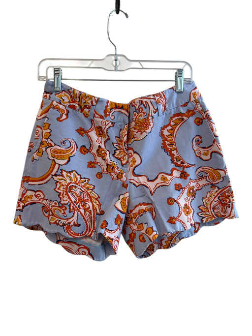J Mclaughlin Size 10 Blue & Orange No Fabric Tag Paisley Front Zip Shorts Blue & Orange / 10