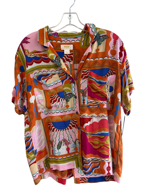 Maeve Size M Orange & Multi No Fabric Tag Short Sleeve Abstract Print Top Orange & Multi / M